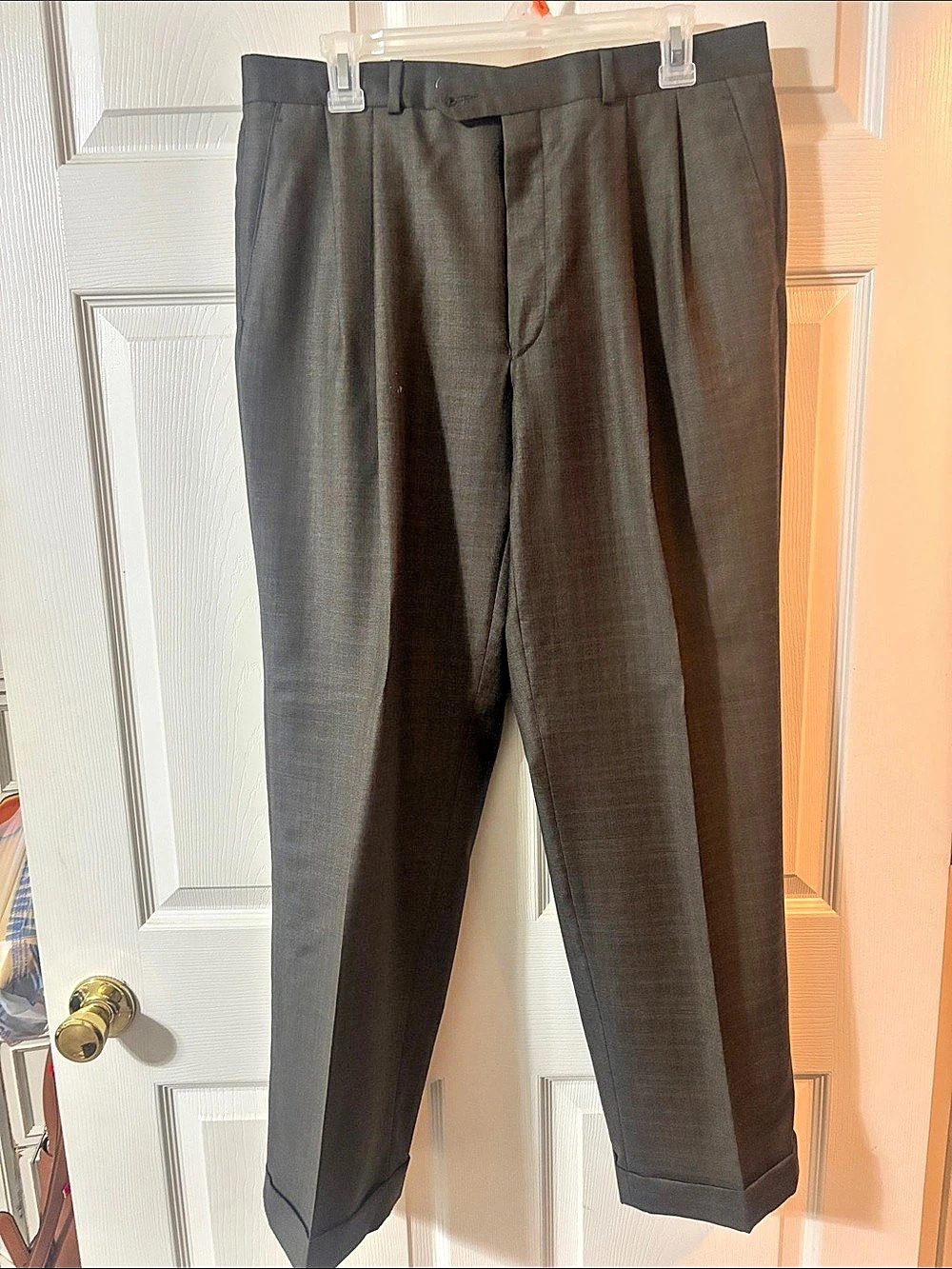 Ralph Lauren 120s & Cashmere Men's Plaid Dress Pants Gray Waist 38 Like New